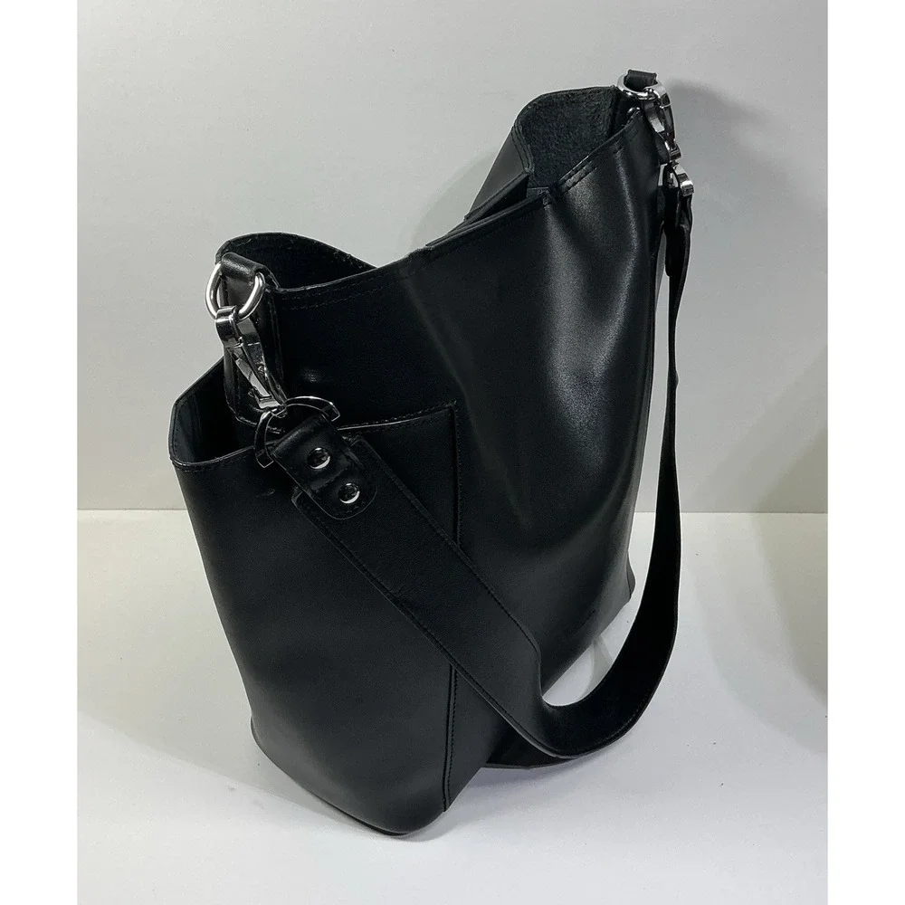 Bostanten Black Leather Shoulder Bag Tote Handbag Designer City Travel